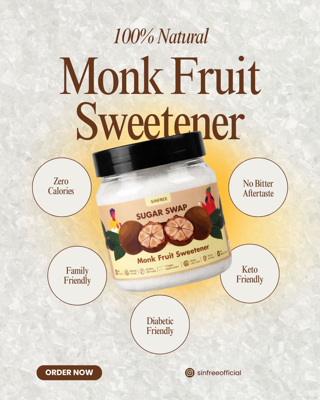 Sinfree Monk Fruit + Allulose Powder - 400 g